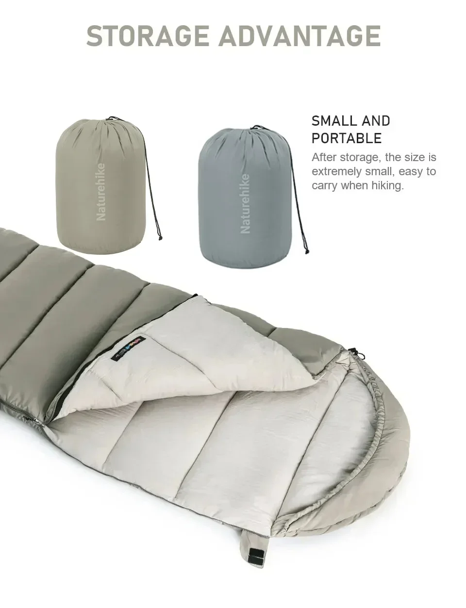 Naturehike M Series Envelope Sleeping Bag Portable Machine-washable Splicing Double Sleeping Bag For camping Hiking Outdoors