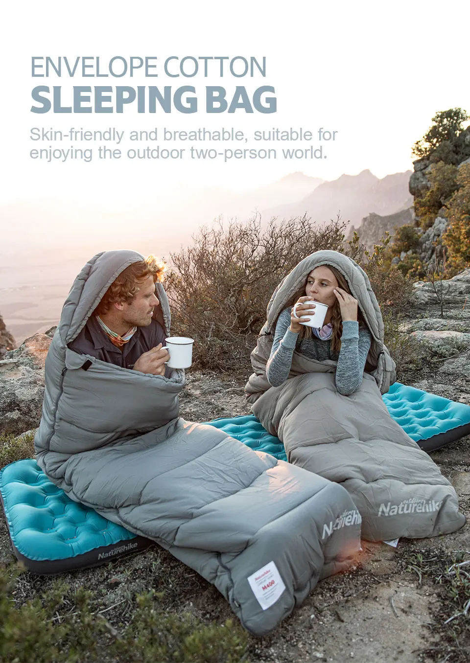 Naturehike M Series Envelope Sleeping Bag Portable Machine-washable Splicing Double Sleeping Bag For camping Hiking Outdoors