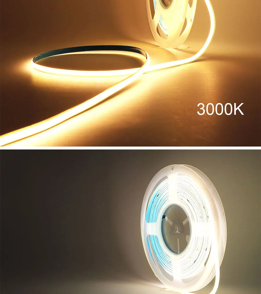 24V 12V 5m 10m COB LED Strip Light 5/8/10mm High Density Flexible LED Ribbon 3000K 4000K 6000K Dimmable LED Tape For Home Decor