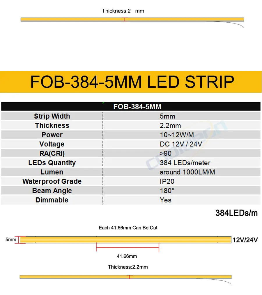 24V 12V 5m 10m COB LED Strip Light 5/8/10mm High Density Flexible LED Ribbon 3000K 4000K 6000K Dimmable LED Tape For Home Decor