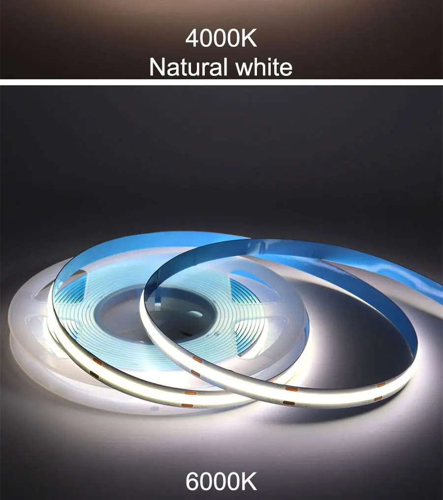 24V 12V 5m 10m COB LED Strip Light 5/8/10mm High Density Flexible LED Ribbon 3000K 4000K 6000K Dimmable LED Tape For Home Decor