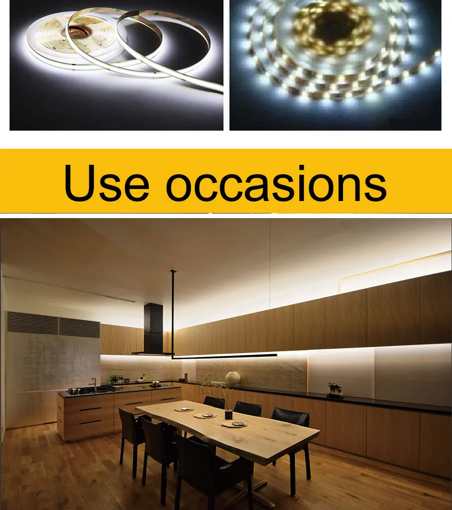 24V 12V 5m 10m COB LED Strip Light 5/8/10mm High Density Flexible LED Ribbon 3000K 4000K 6000K Dimmable LED Tape For Home Decor