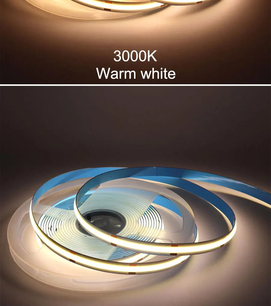 24V 12V 5m 10m COB LED Strip Light 5/8/10mm High Density Flexible LED Ribbon 3000K 4000K 6000K Dimmable LED Tape For Home Decor