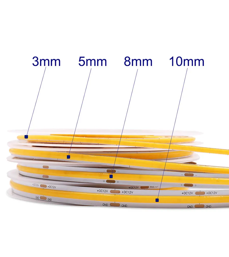 24V 12V 5m 10m COB LED Strip Light 5/8/10mm High Density Flexible LED Ribbon 3000K 4000K 6000K Dimmable LED Tape For Home Decor