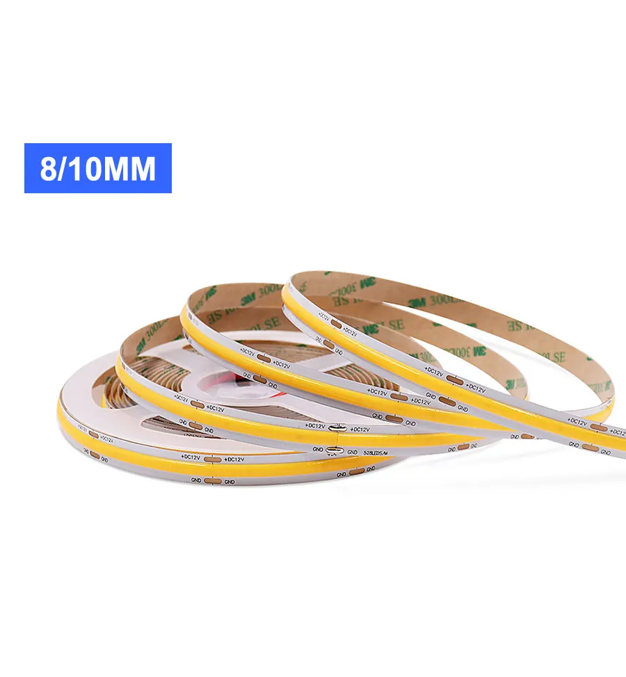 24V 12V 5m 10m COB LED Strip Light 5/8/10mm High Density Flexible LED Ribbon 3000K 4000K 6000K Dimmable LED Tape For Home Decor