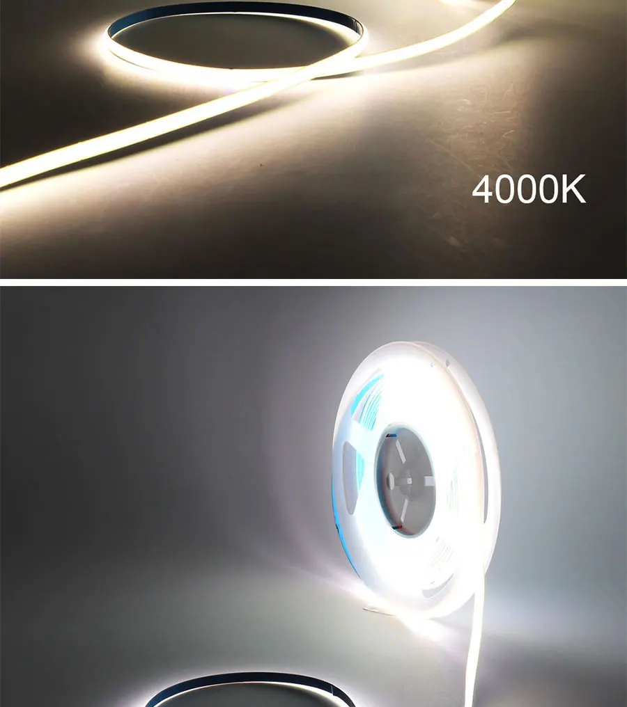 24V 12V 5m 10m COB LED Strip Light 5/8/10mm High Density Flexible LED Ribbon 3000K 4000K 6000K Dimmable LED Tape For Home Decor