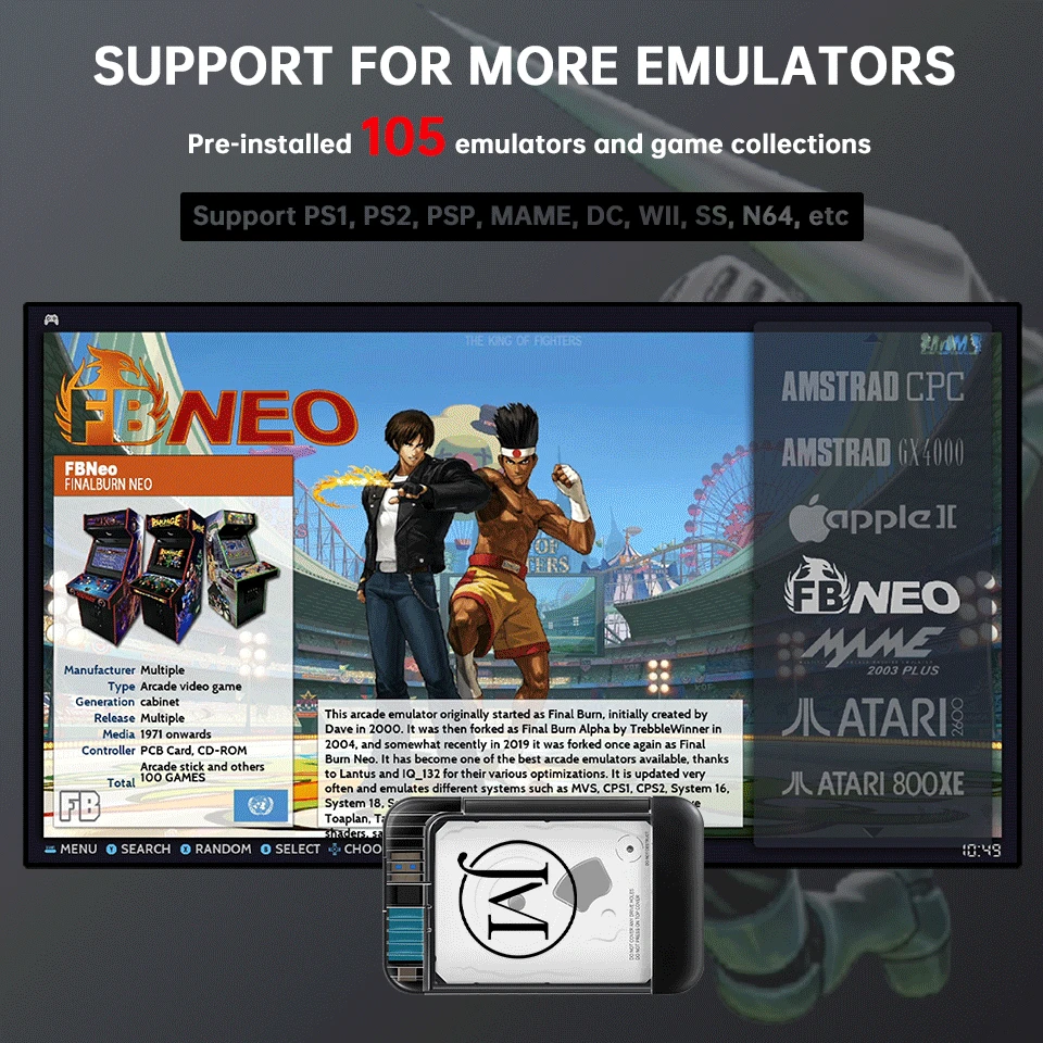 JMachen Hyper Base RB2 Portable Retrobat External Game HDD 100000+Games For PS2/PS1/Wii/PSP/N64/MAME/DC/SS For Laptop/PC/Windows