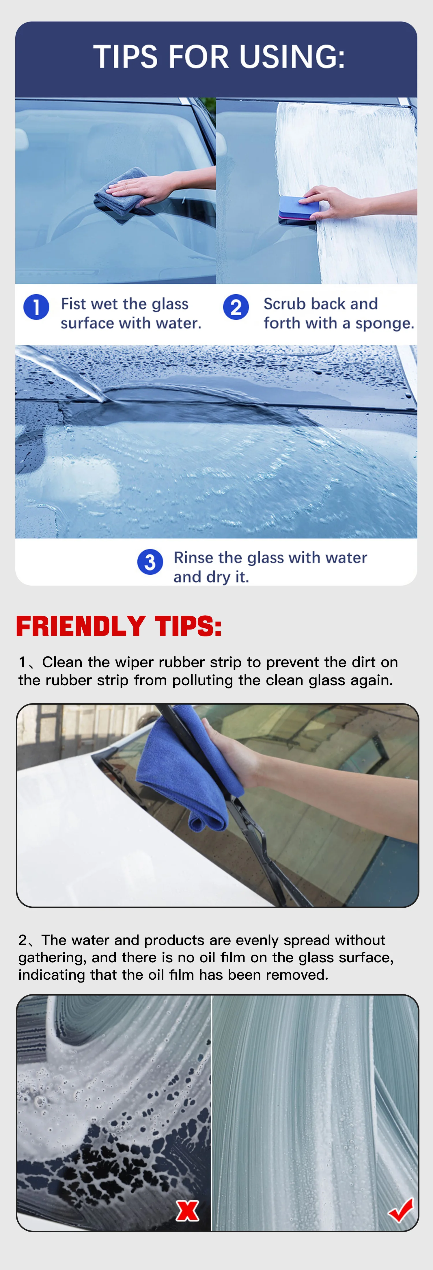 Car Glass Oil Film Removing Paste Auto Glass Film Coating Agent Waterproof Rainproof Anti-fog Glass Cleaner For Auto Windshield