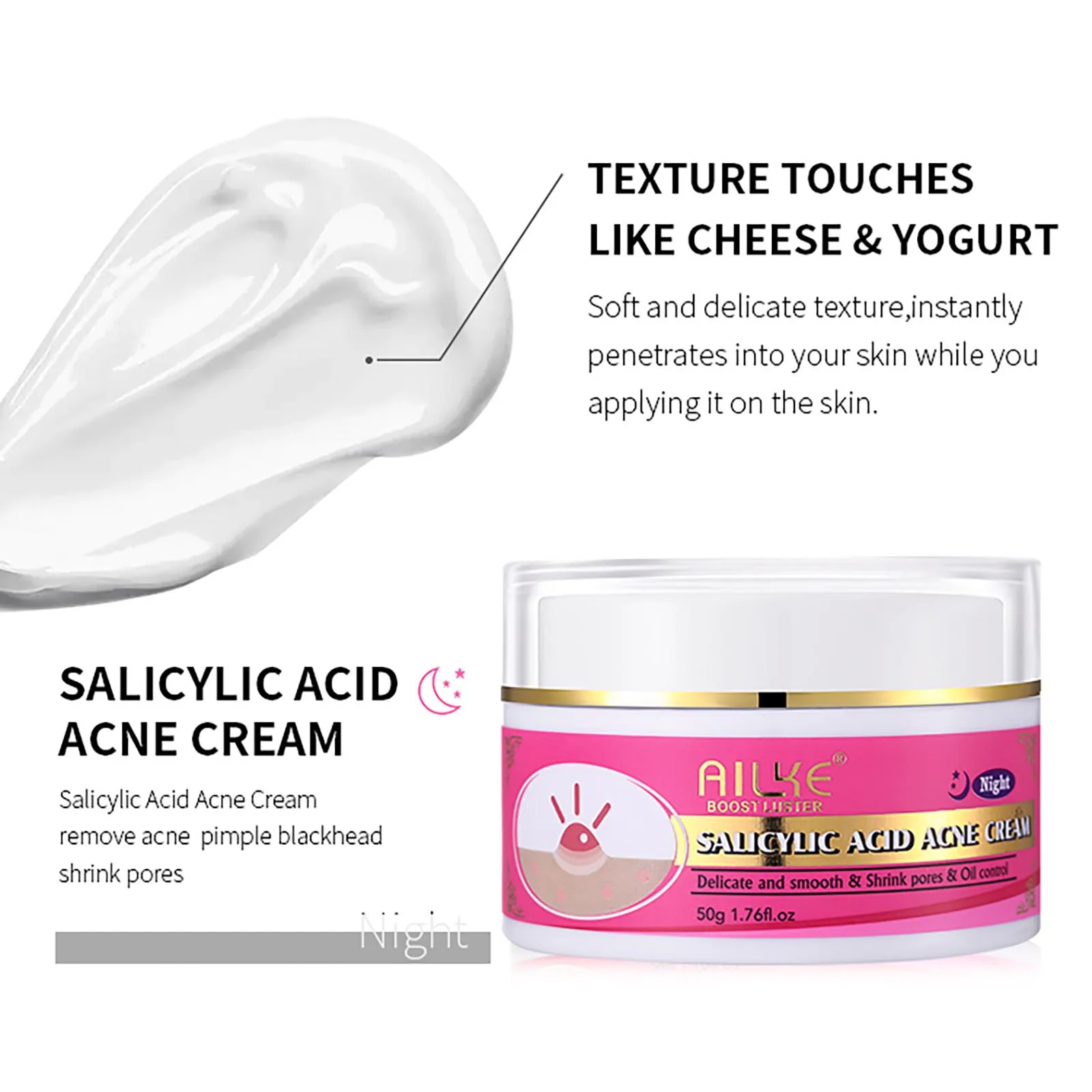 AILKE Anti Acne Face Cream, Brightening, Cleaning Skin, Reduce Blackheads, Dark Spots, For All Skin Tone Facial Cream, 50ml