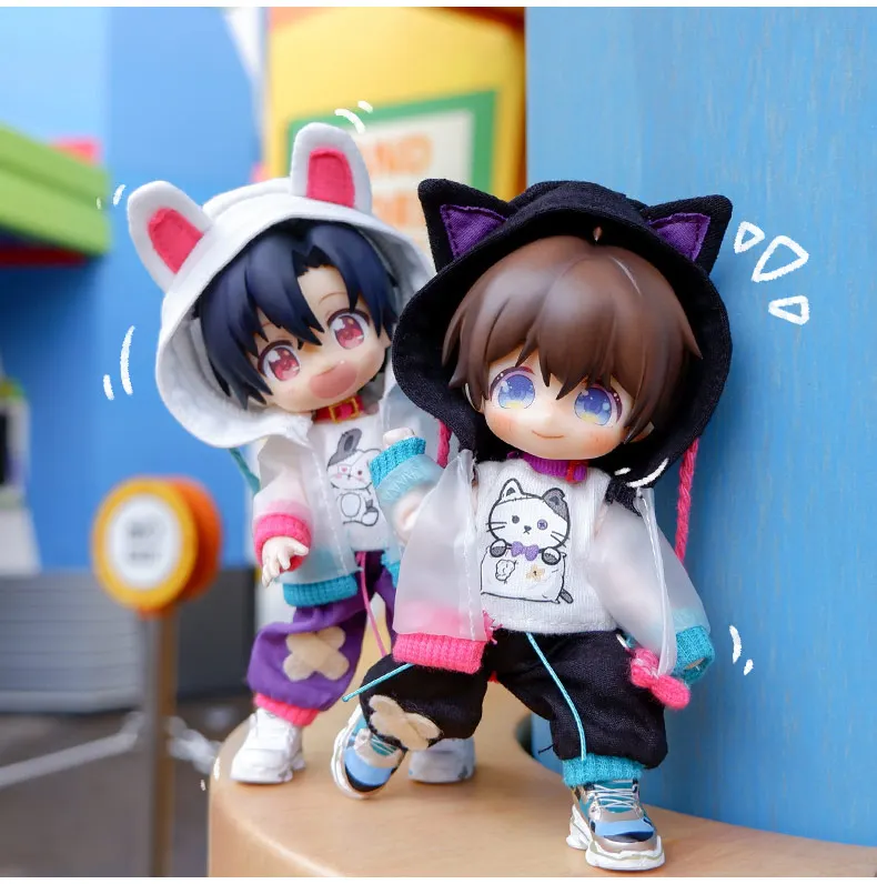 OB11 Clothes Lovely Cat's Paw Hoodie Cosplay Doll  Sweater Pants Suit for Obitsu 11,  GSC Body, Body9, 1/12bjd, YMY Doll Clothes