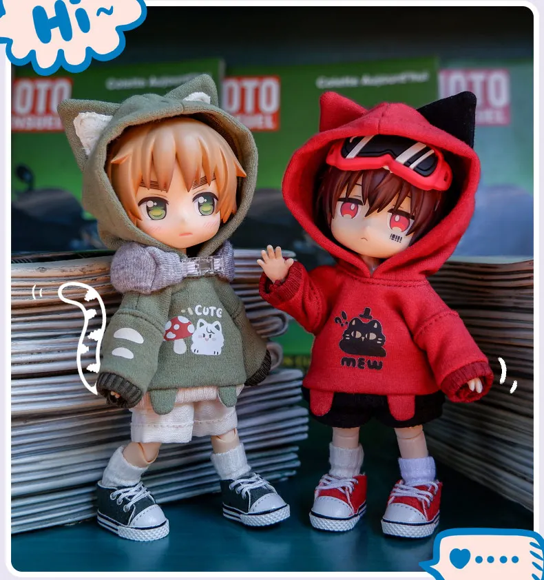 OB11 Clothes Lovely Cat's Paw Hoodie Cosplay Doll  Sweater Pants Suit for Obitsu 11,  GSC Body, Body9, 1/12bjd, YMY Doll Clothes