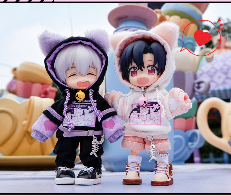 OB11 Clothes Lovely Cat's Paw Hoodie Cosplay Doll  Sweater Pants Suit for Obitsu 11,  GSC Body, Body9, 1/12bjd, YMY Doll Clothes