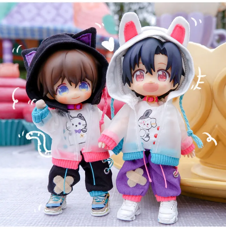 OB11 Clothes Lovely Cat's Paw Hoodie Cosplay Doll  Sweater Pants Suit for Obitsu 11,  GSC Body, Body9, 1/12bjd, YMY Doll Clothes