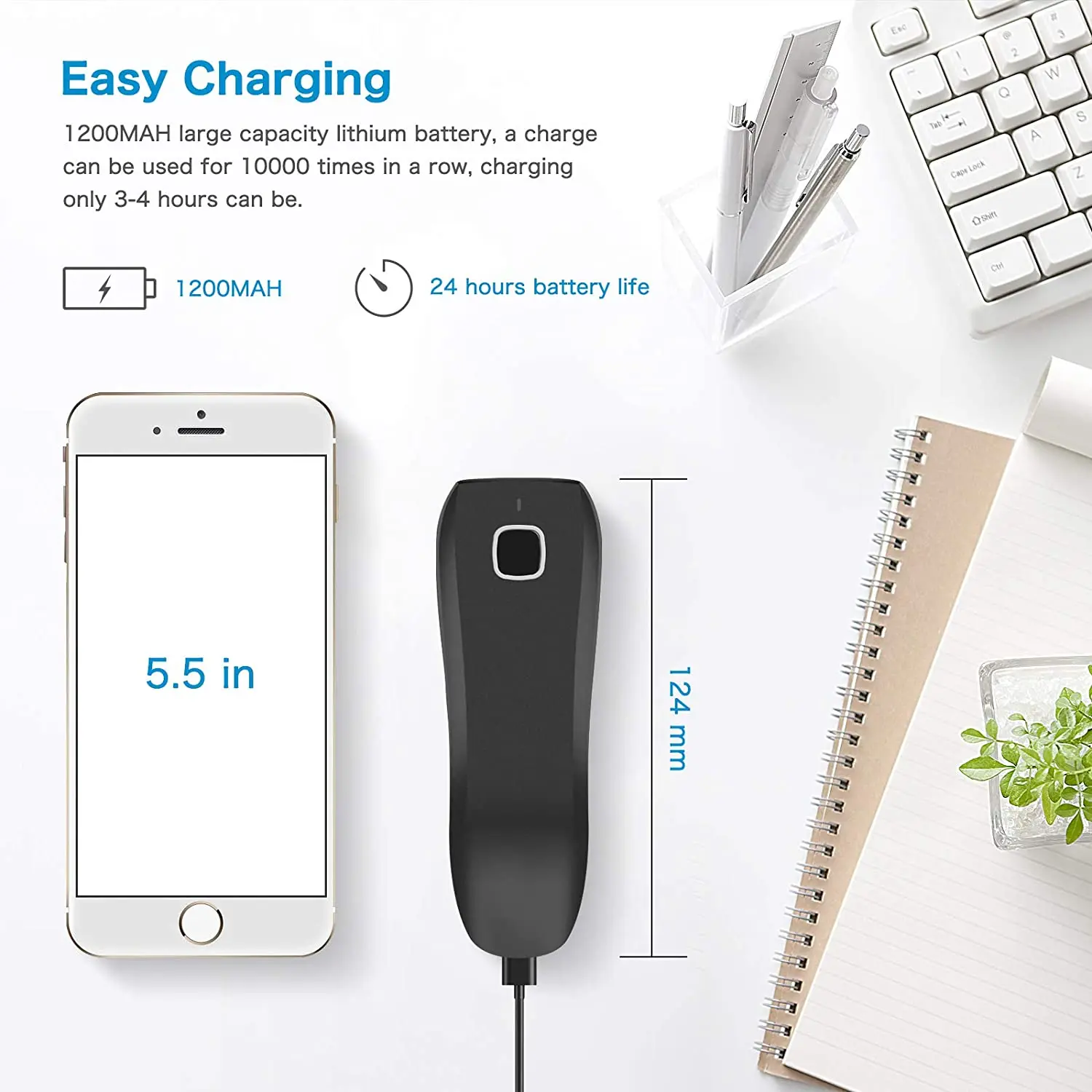 NETUM C750 Barcode Scanner Wireless Bluetooth Pocket USB 1D 2D for Inventory Barcode Reader for Tablet IOS Android-Fast Shipping