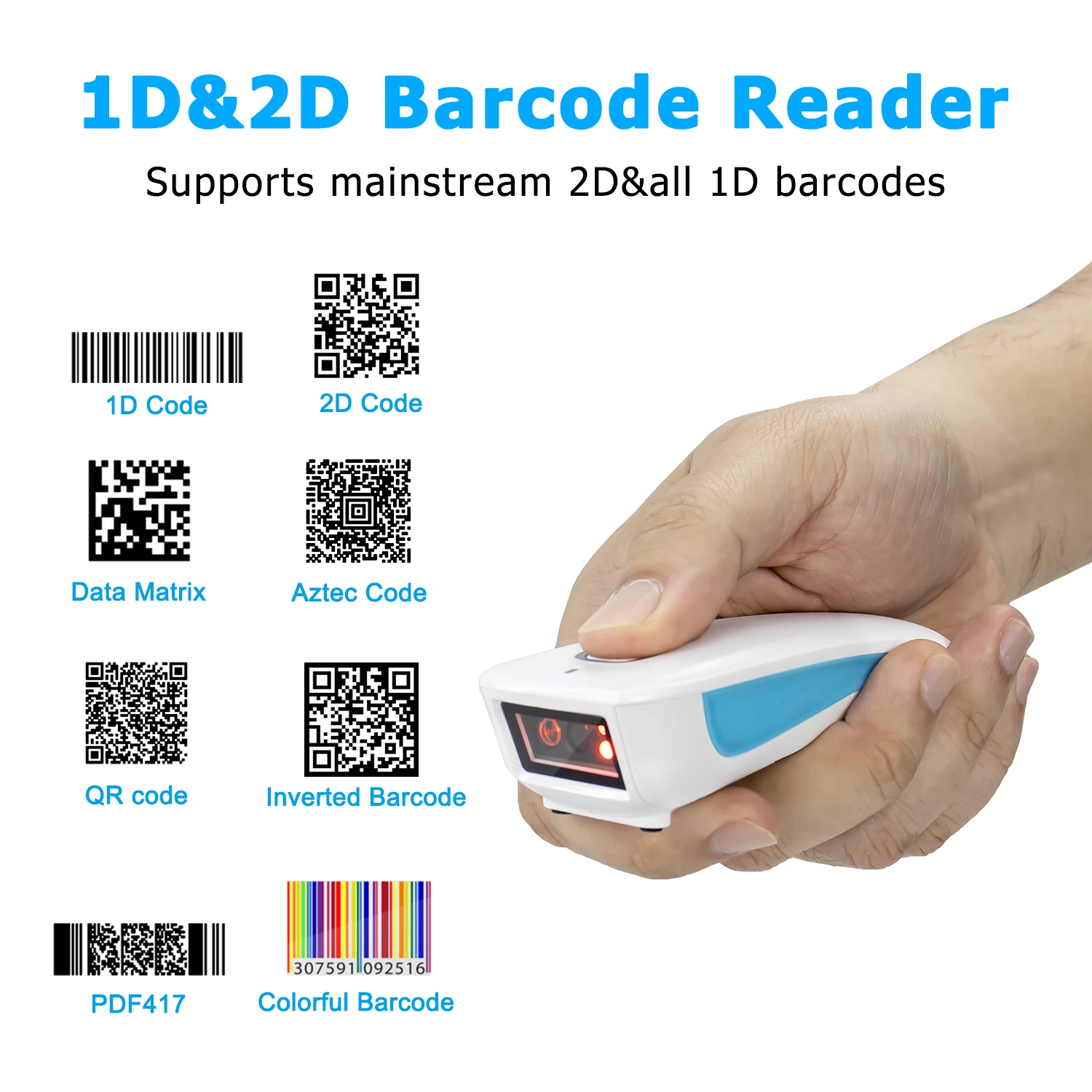NETUM C750 Barcode Scanner Wireless Bluetooth Pocket USB 1D 2D for Inventory Barcode Reader for Tablet IOS Android-Fast Shipping