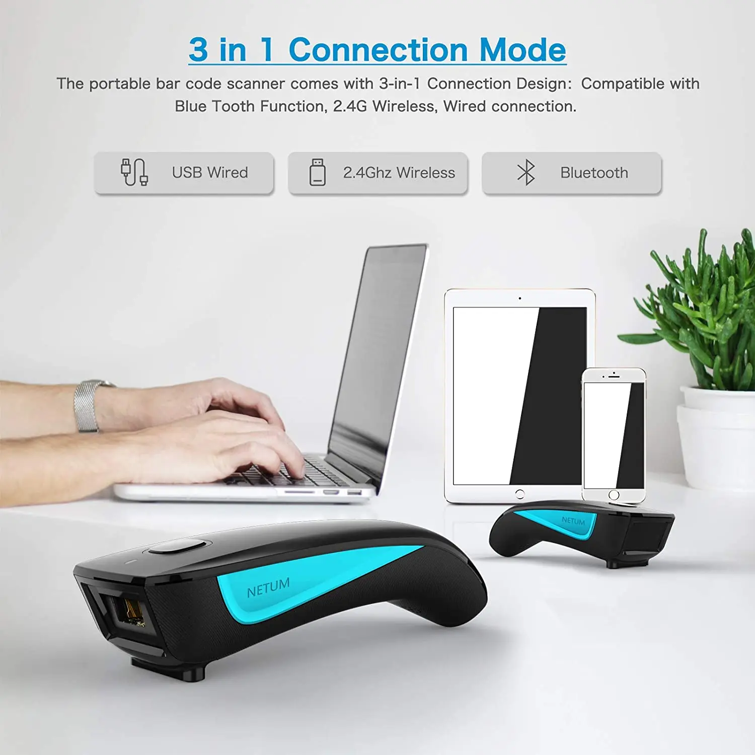 NETUM C750 Barcode Scanner Wireless Bluetooth Pocket USB 1D 2D for Inventory Barcode Reader for Tablet IOS Android-Fast Shipping