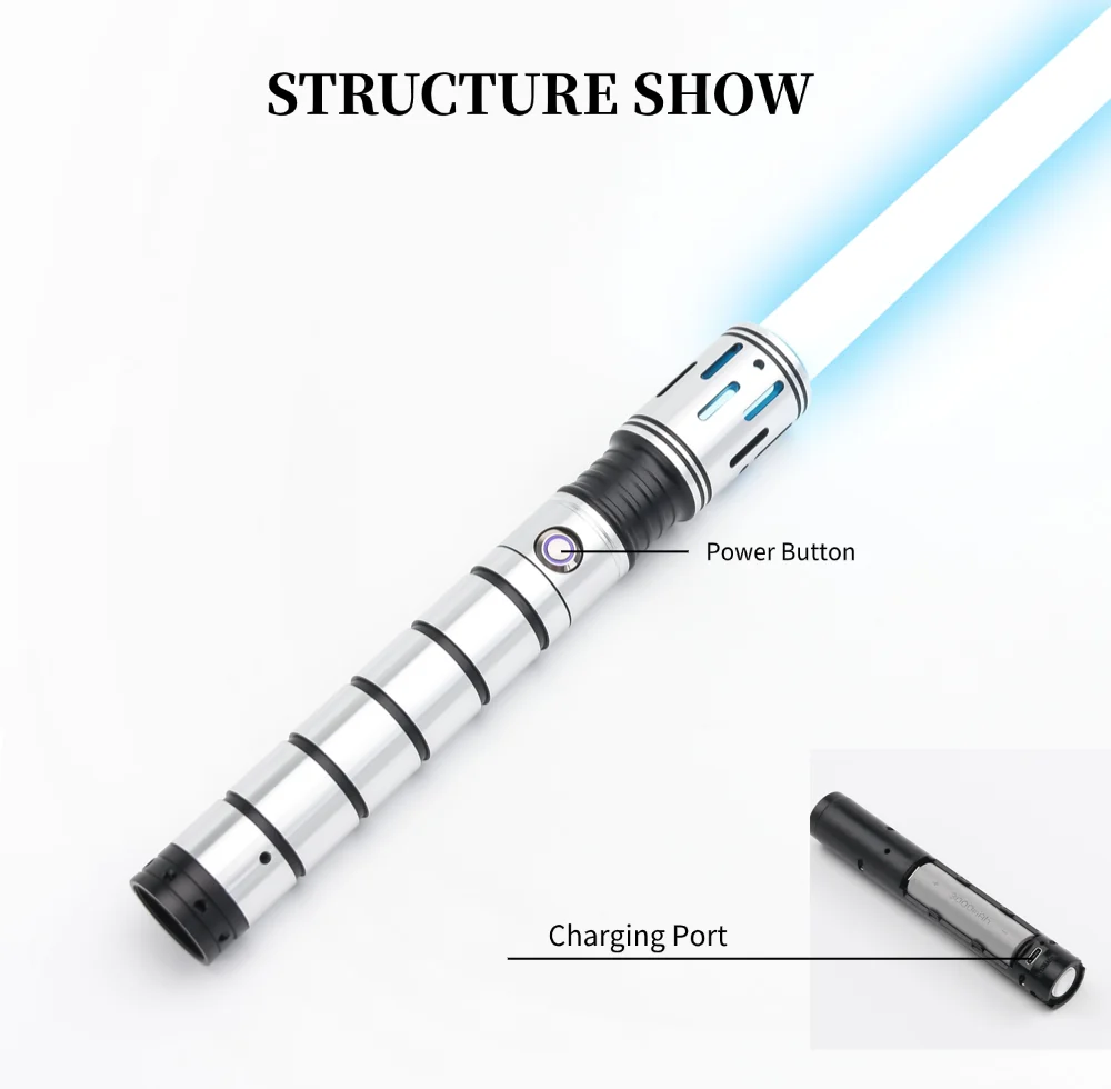 TXQSABER Heavy Dueling RGB / Neo Pixel Smooth Lightsaber Colors Changing Metal Hilt Lock up Blaster Jedi Sword Kids Toys