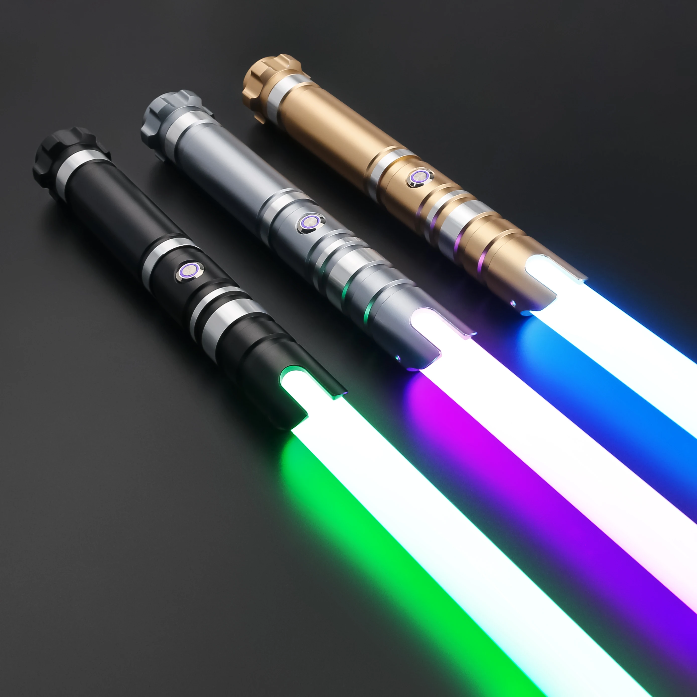 TXQSABER Heavy Dueling RGB / Neo Pixel Smooth Lightsaber Colors Changing Metal Hilt Lock up Blaster Jedi Sword Kids Toys