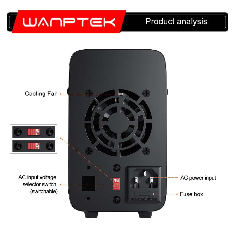 Wanptek Adjustable DC Power Supply 60V 5A Lab Bench Power Source Stabilized Power Supply Voltage Regulator Switch 120V 30V 10A