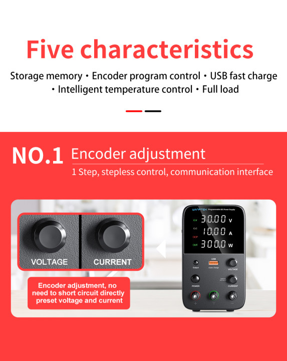 Wanptek Adjustable DC Power Supply 60V 5A Lab Bench Power Source Stabilized Power Supply Voltage Regulator Switch 120V 30V 10A