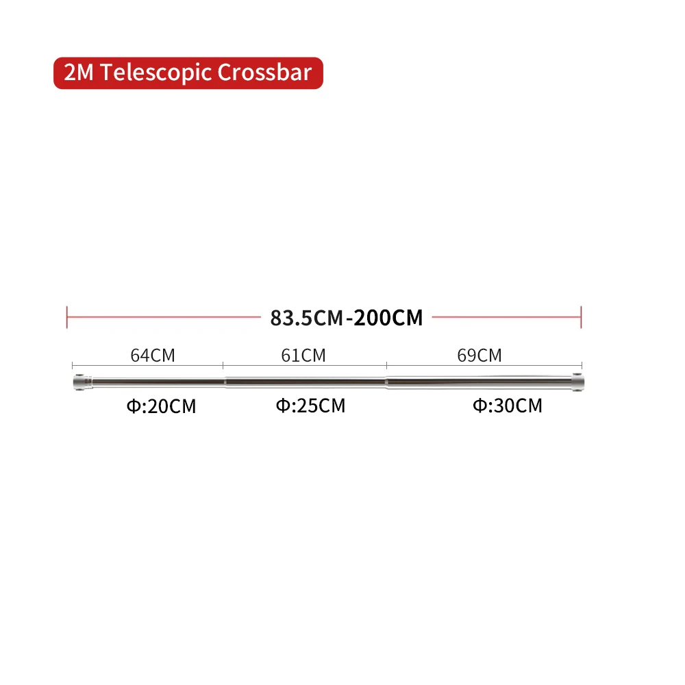 2/3m Stainless Steel Telescopic Rod, can be UIsed with 2.8m/3.2m tripod to Form Photography Frame Super Stable Loading