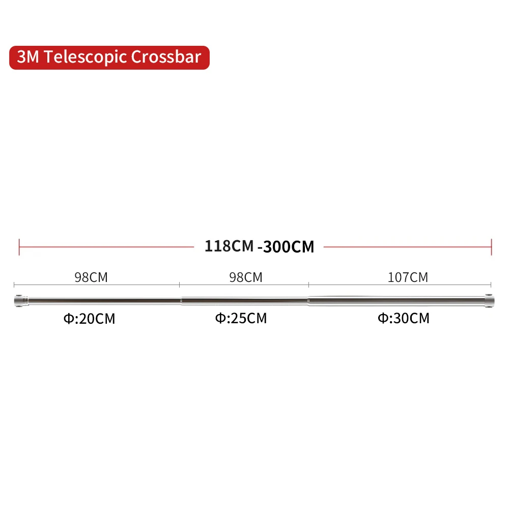 2/3m Stainless Steel Telescopic Rod, can be UIsed with 2.8m/3.2m tripod to Form Photography Frame Super Stable Loading