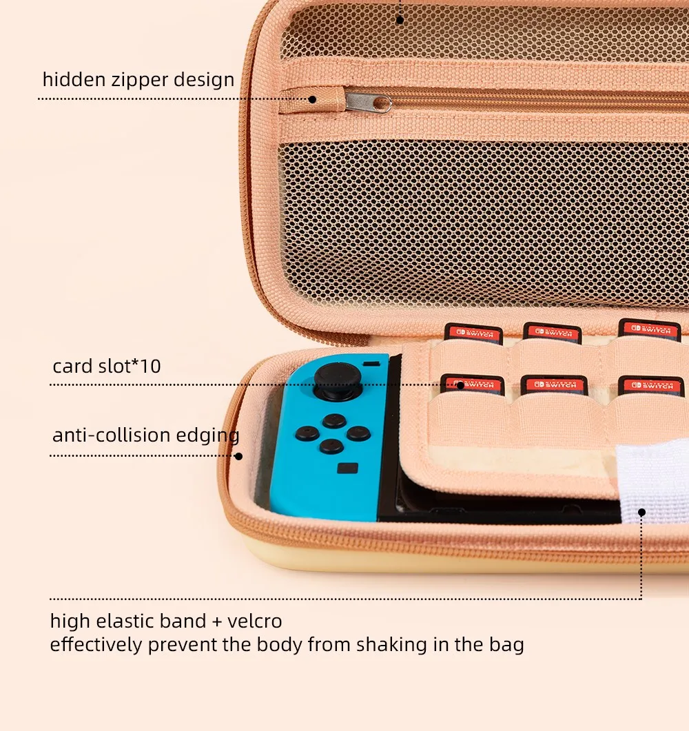 GeekShare Cat Ears Carry Case Compatible with Normal Switch and Switch OLED Portable Hardshell Carrying Case Game Accessories