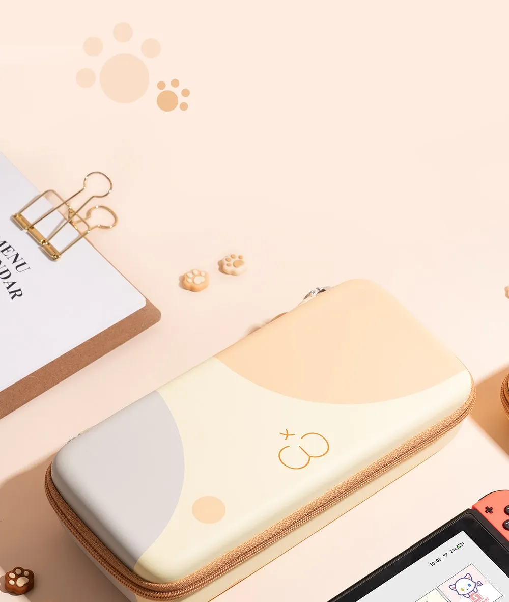 GeekShare Cat Ears Carry Case Compatible with Normal Switch and Switch OLED Portable Hardshell Carrying Case Game Accessories