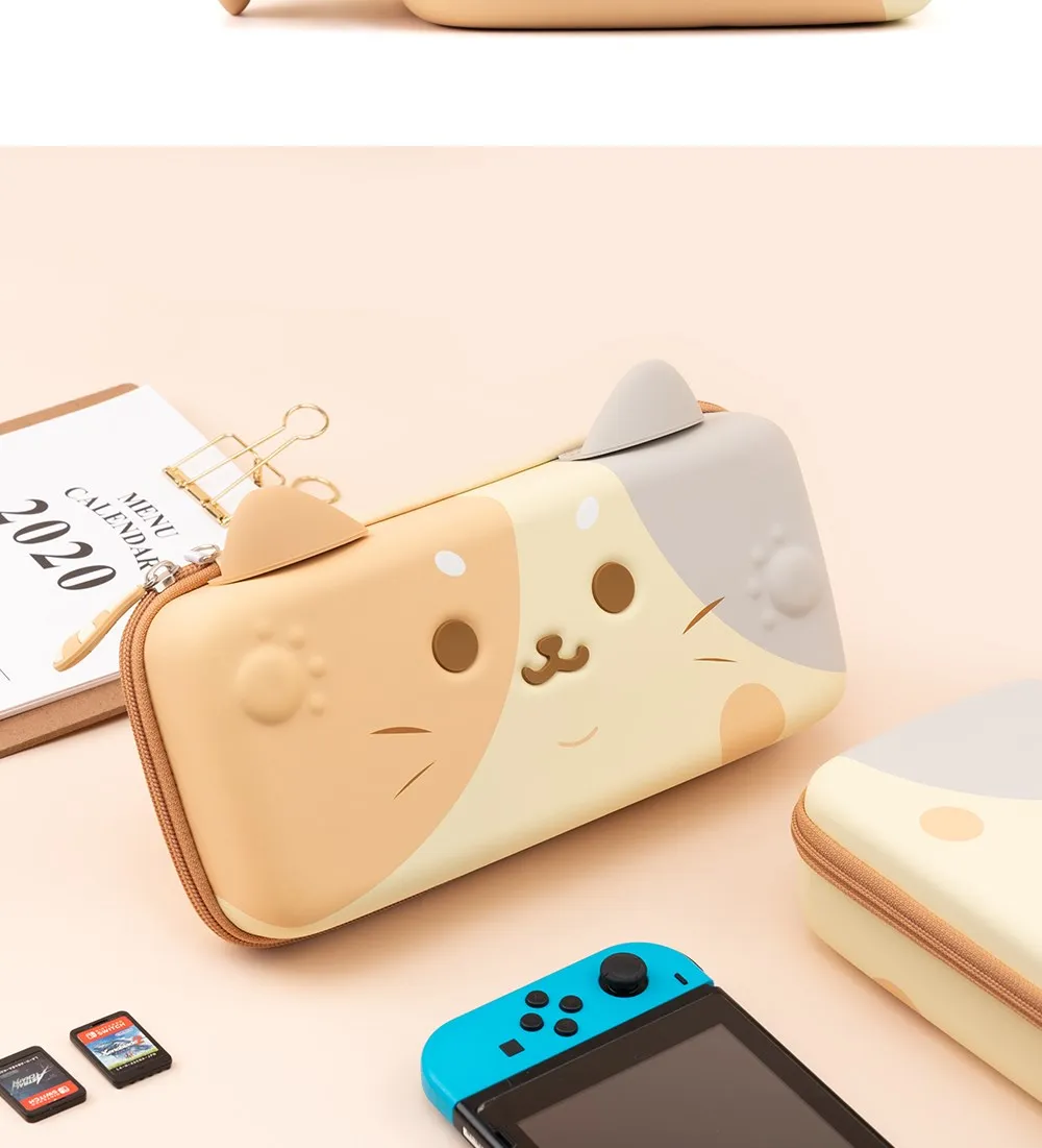 GeekShare Cat Ears Carry Case Compatible with Normal Switch and Switch OLED Portable Hardshell Carrying Case Game Accessories