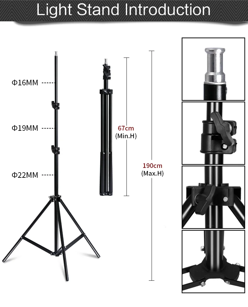 Tripod for Softbox Light Stand Photo Studio 2M with 1.4M Boom Arm Flexible Sandbag Supporting Lighting Photography Phone Flash