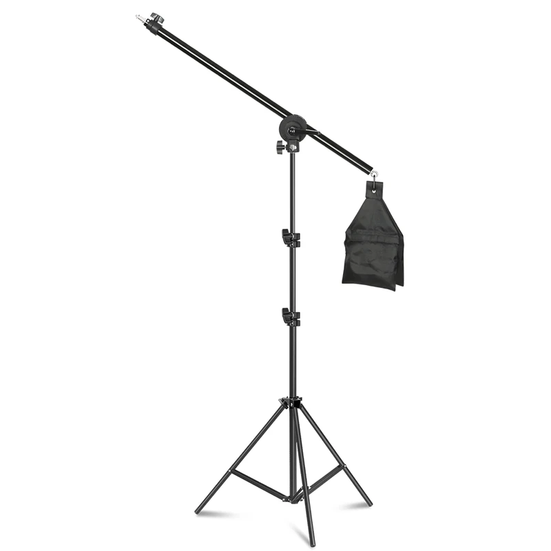 Tripod for Softbox Light Stand Photo Studio 2M with 1.4M Boom Arm Flexible Sandbag Supporting Lighting Photography Phone Flash