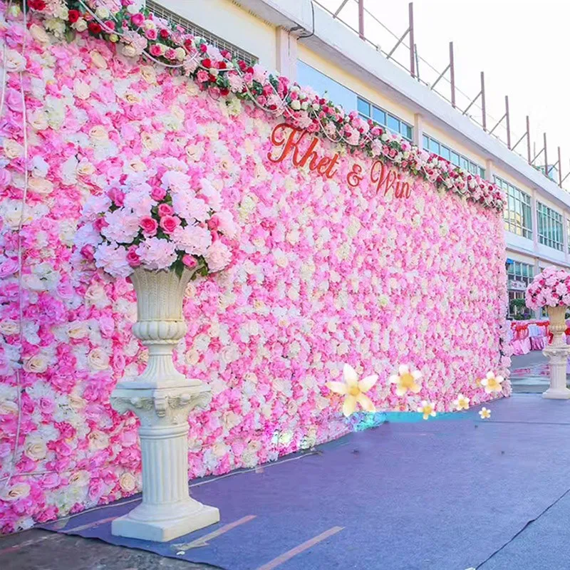 Wedding Backdrop Wall Panel Arch Decoration Artificial Flower Silk Rose Flower Wall for Mariage Baby Show Party Home Decor