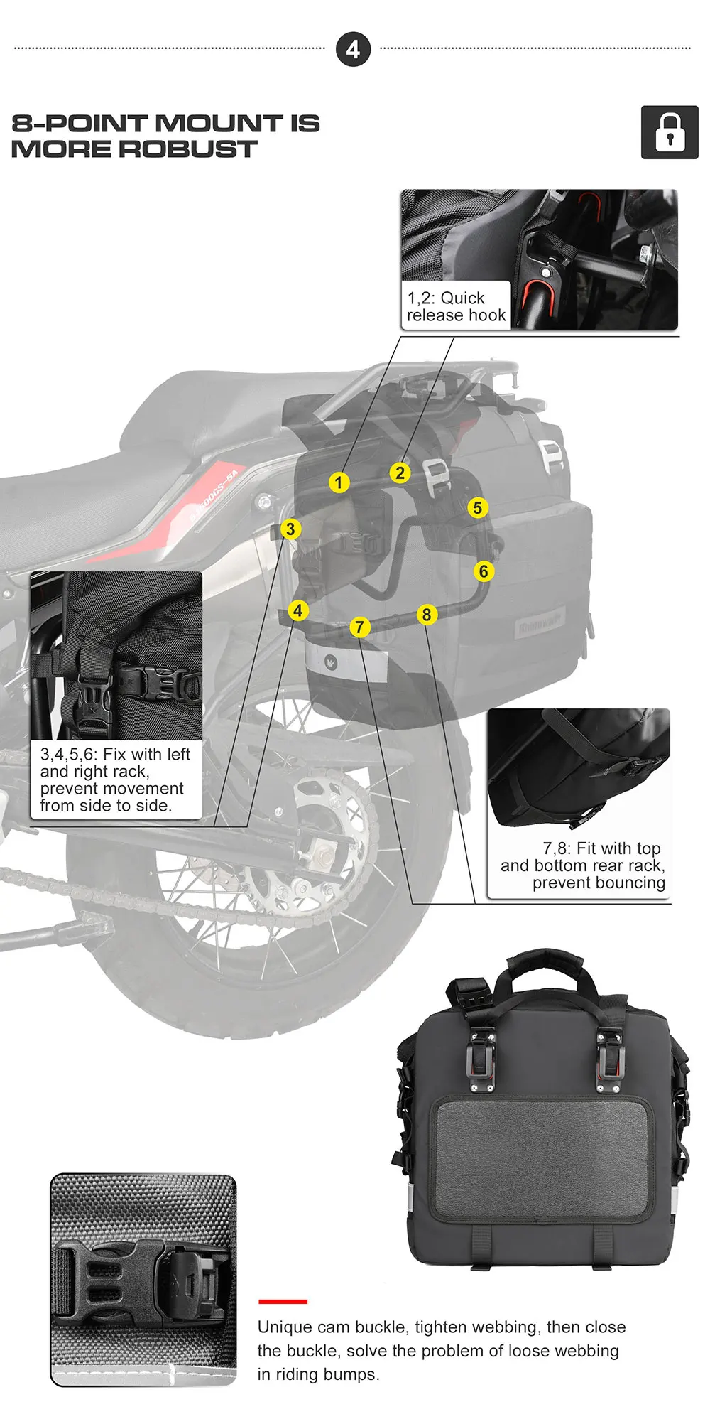 Rhinowalk Motorcycle Side Bag Waterproof Inner Bag 1 Piece 20L Motor Back Seat Saddle Bag Motorbike Travel Pannier Luggage 2023