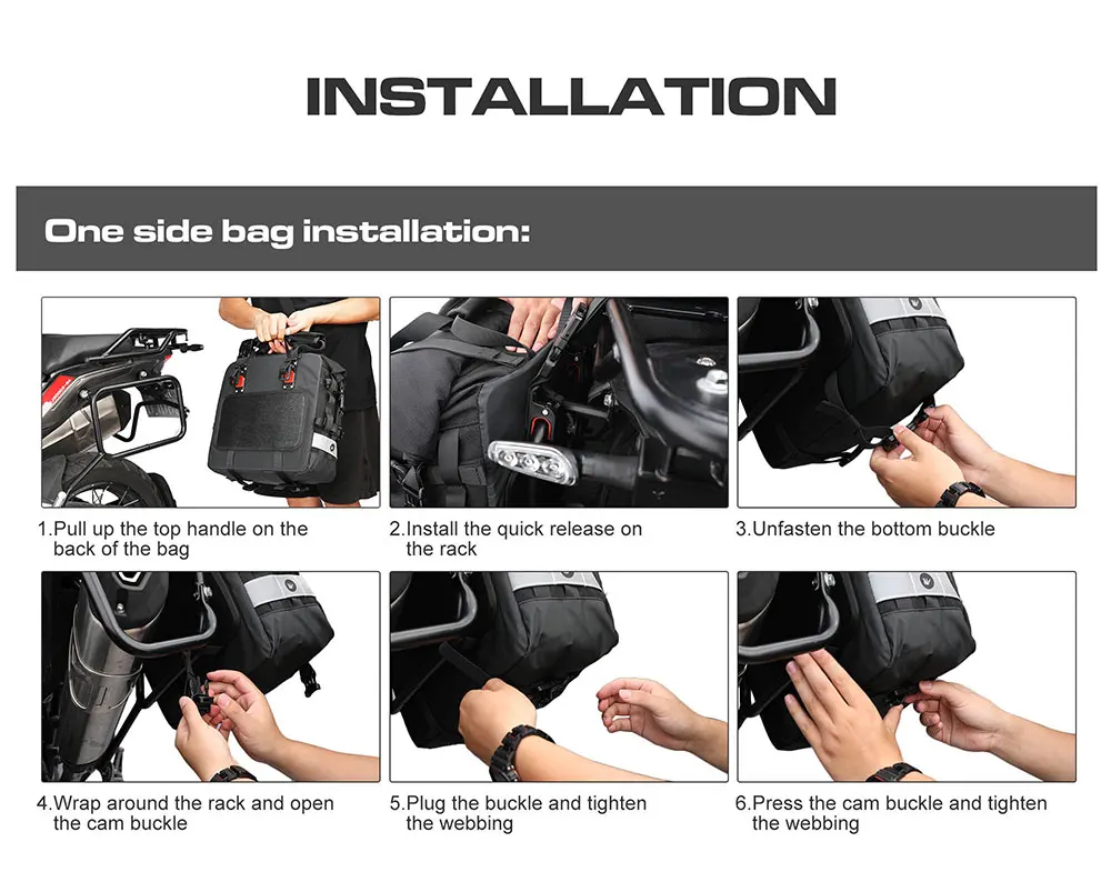 Rhinowalk Motorcycle Side Bag Waterproof Inner Bag 1 Piece 20L Motor Back Seat Saddle Bag Motorbike Travel Pannier Luggage 2023