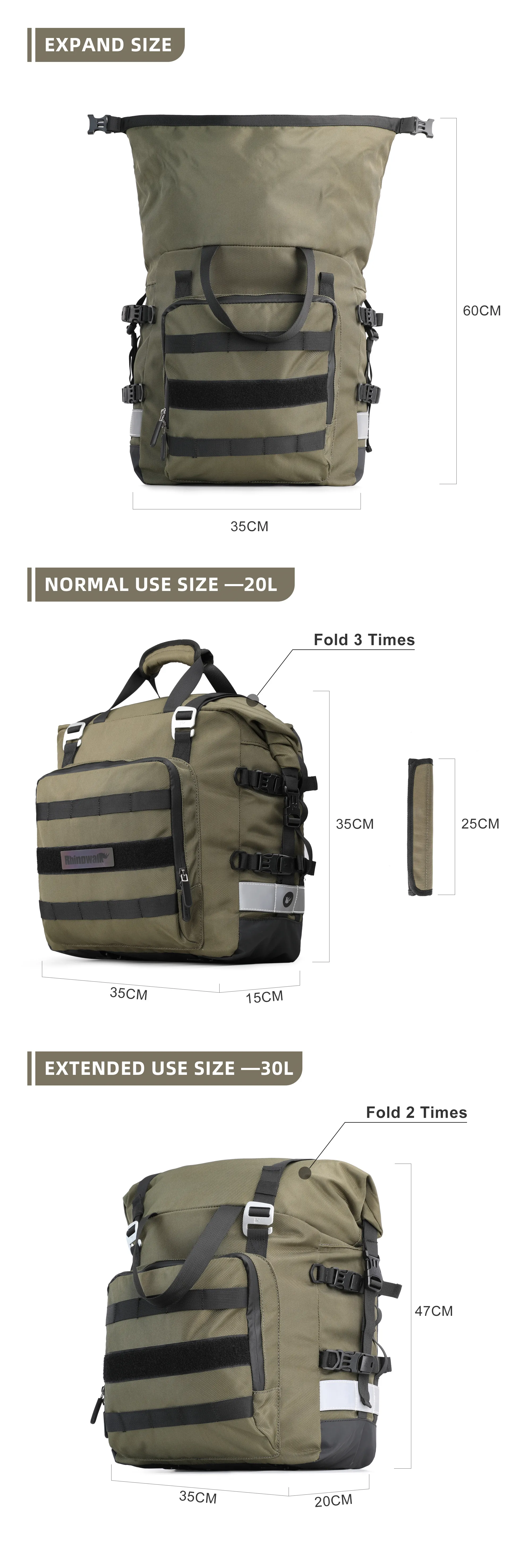 Rhinowalk Motorcycle Side Bag Waterproof Inner Bag 1 Piece 20L Motor Back Seat Saddle Bag Motorbike Travel Pannier Luggage 2023