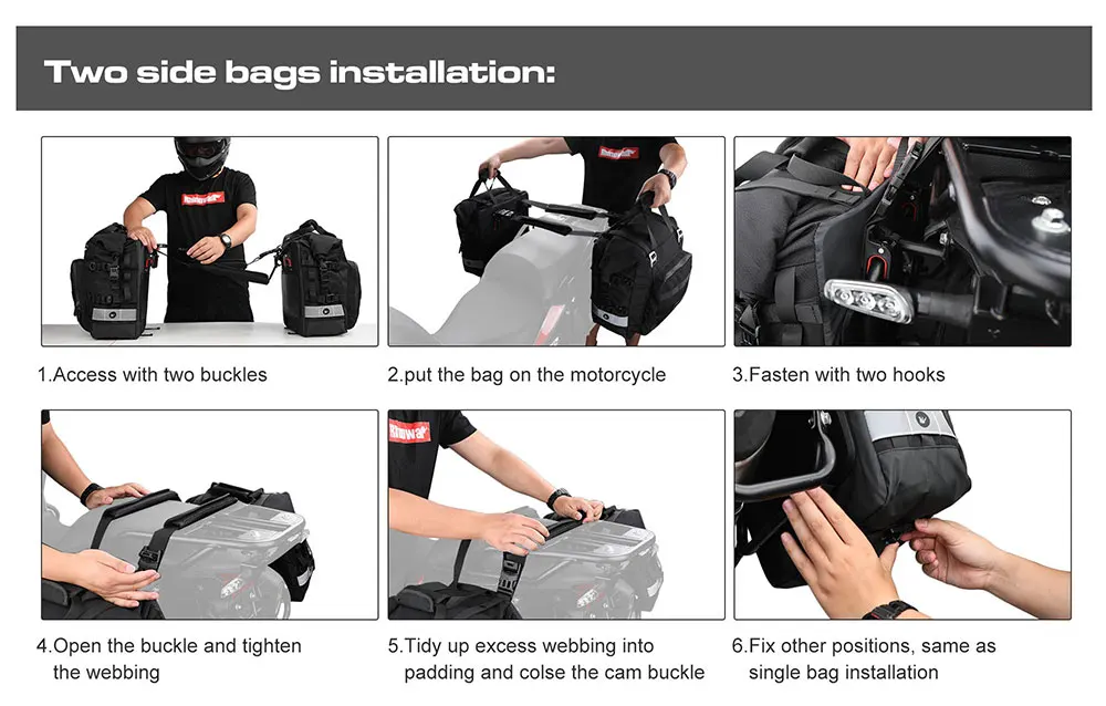 Rhinowalk Motorcycle Side Bag Waterproof Inner Bag 1 Piece 20L Motor Back Seat Saddle Bag Motorbike Travel Pannier Luggage 2023