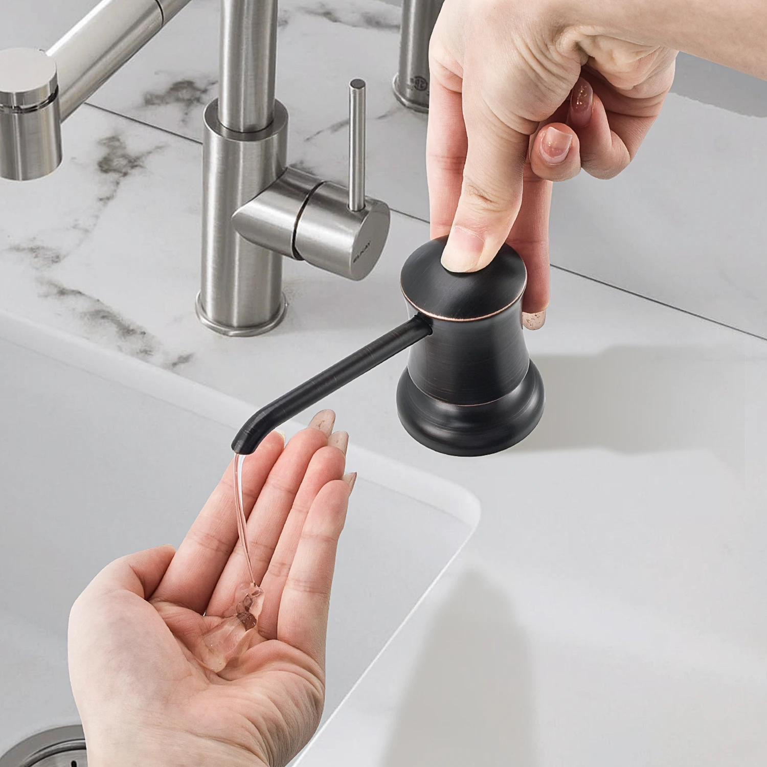 Samodra Liquid Soap Dispenser with Extension Tube Build In kitchen Accessories Chrome detergent dispenser Hand Soap for Kitchen
