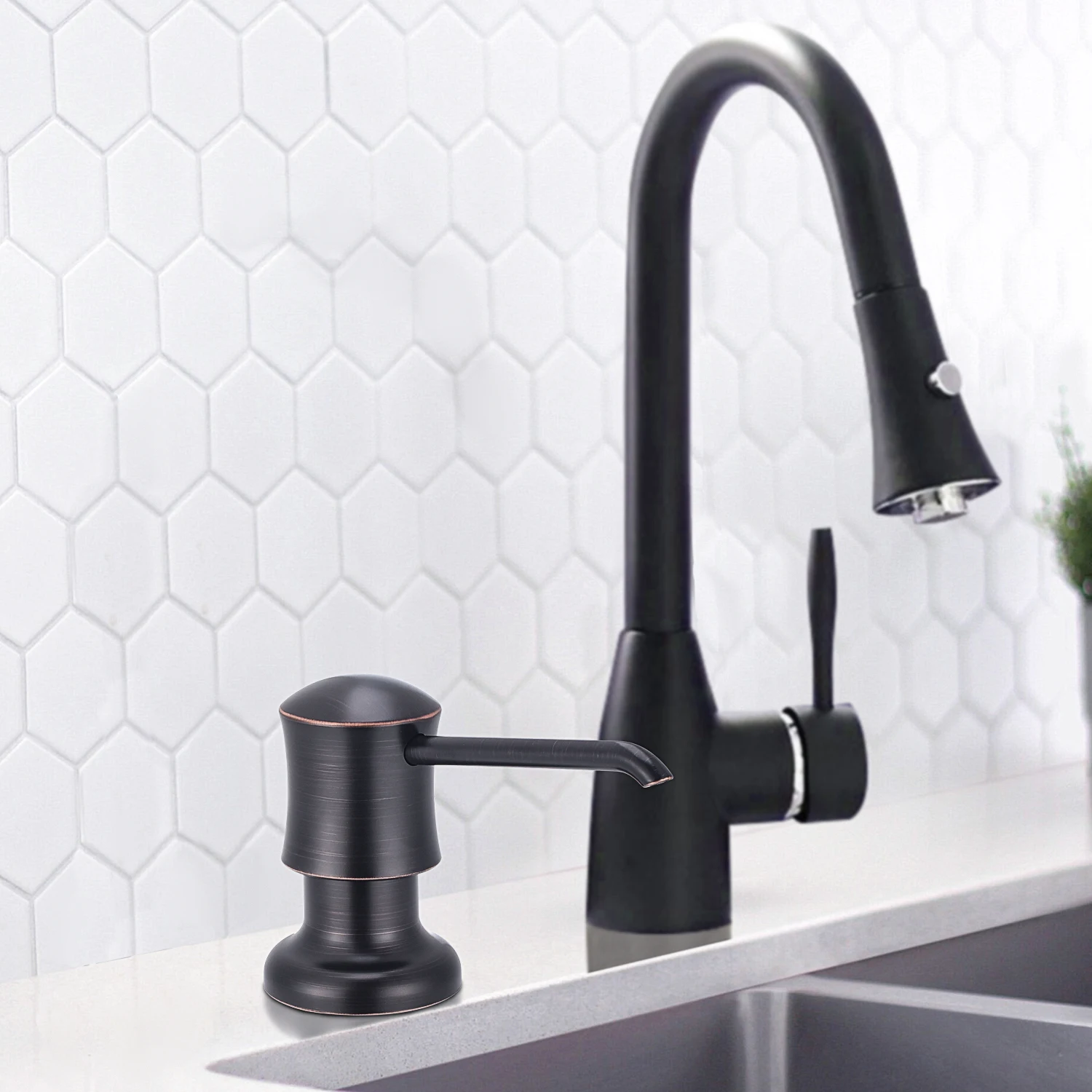 Samodra Liquid Soap Dispenser with Extension Tube Build In kitchen Accessories Chrome detergent dispenser Hand Soap for Kitchen