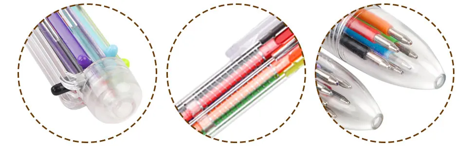 50 Pack Multicolor Ballpoint Fun Pens 0.5mm 6-in-1 Rainbow Retractable Pens Kids Office School Classroom Supplies Students Gift