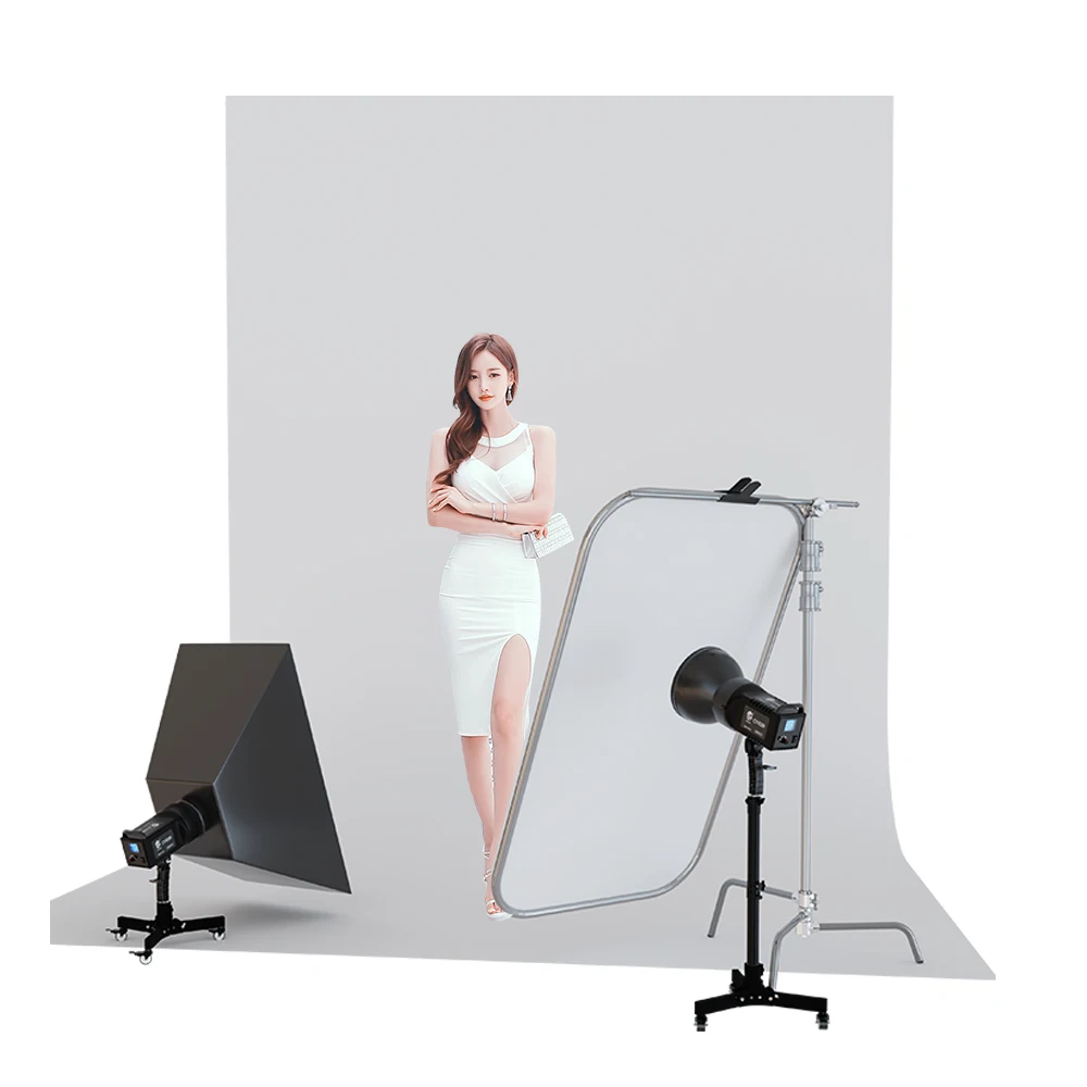 SH Metal Floor Light Stand Photography Fill Lighting Stand With 3pcs Casters Wheel Dual-use Background Light Stand