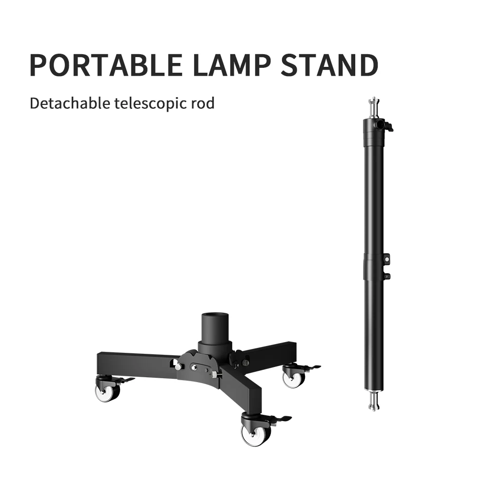 SH Metal Floor Light Stand Photography Fill Lighting Stand With 3pcs Casters Wheel Dual-use Background Light Stand