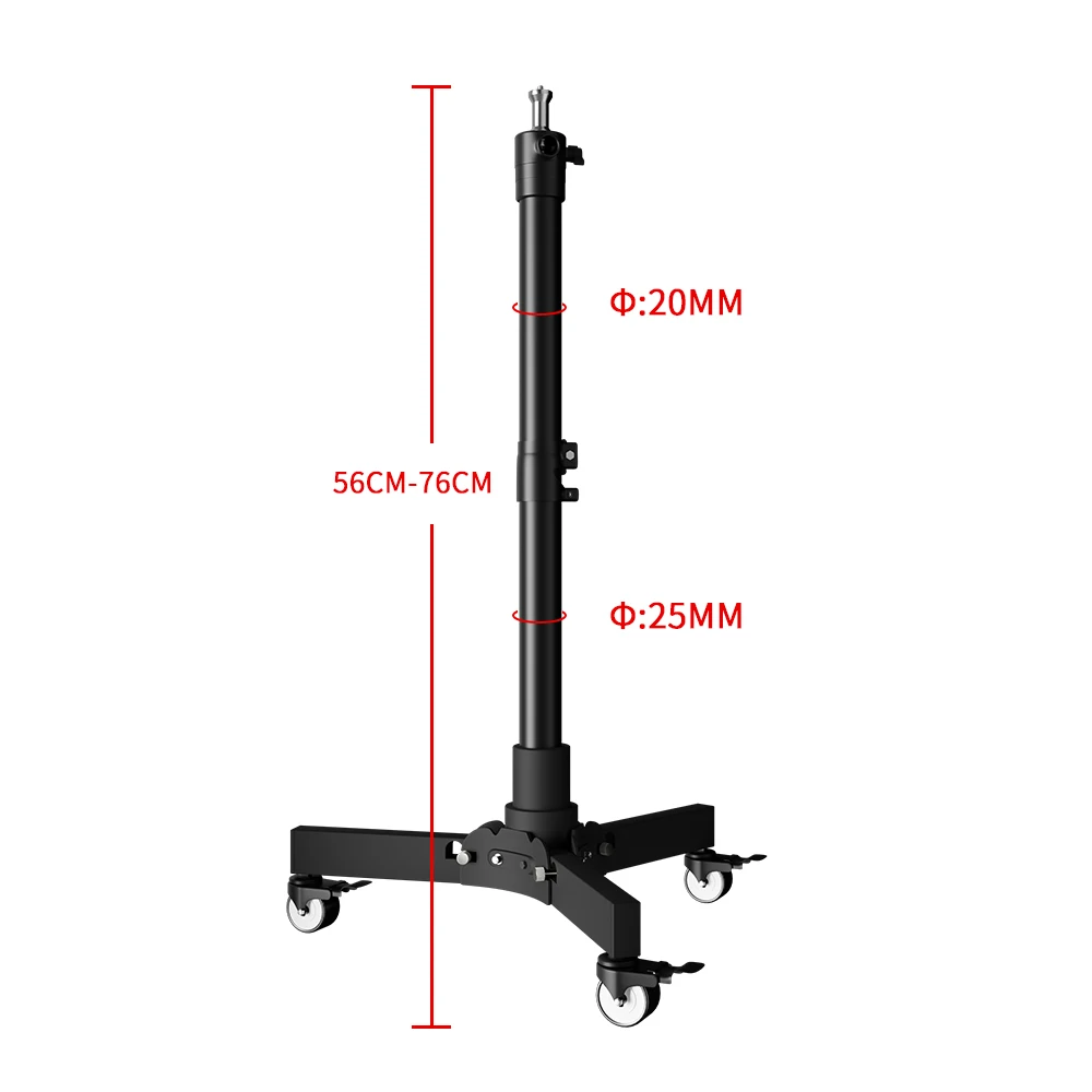 SH Metal Floor Light Stand Photography Fill Lighting Stand With 3pcs Casters Wheel Dual-use Background Light Stand