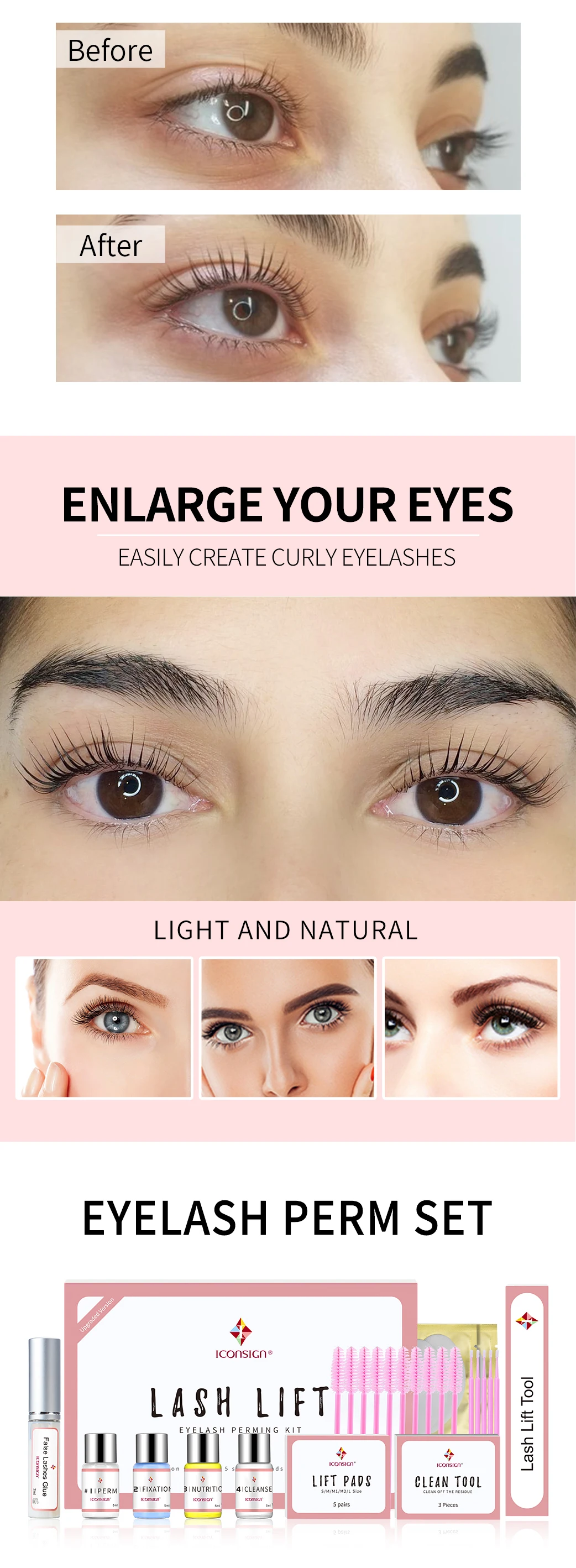 Dropshipping ICONSIGN Upgrade Version Lash Lift Kit Lifting Eyelashes Lasting 6-8 Weeks Calia Perm Eyelash Enhancer Makeup Tools