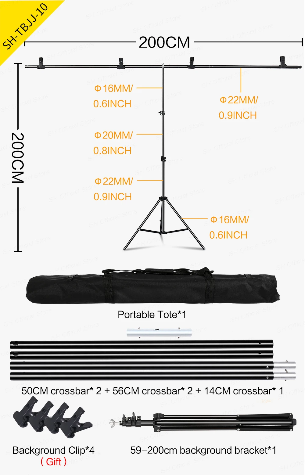 T-shape Metal Backdrop Background Stand Frame Support Multiple Sizes For Photography Photo Studio Video Cromakey Green Screen
