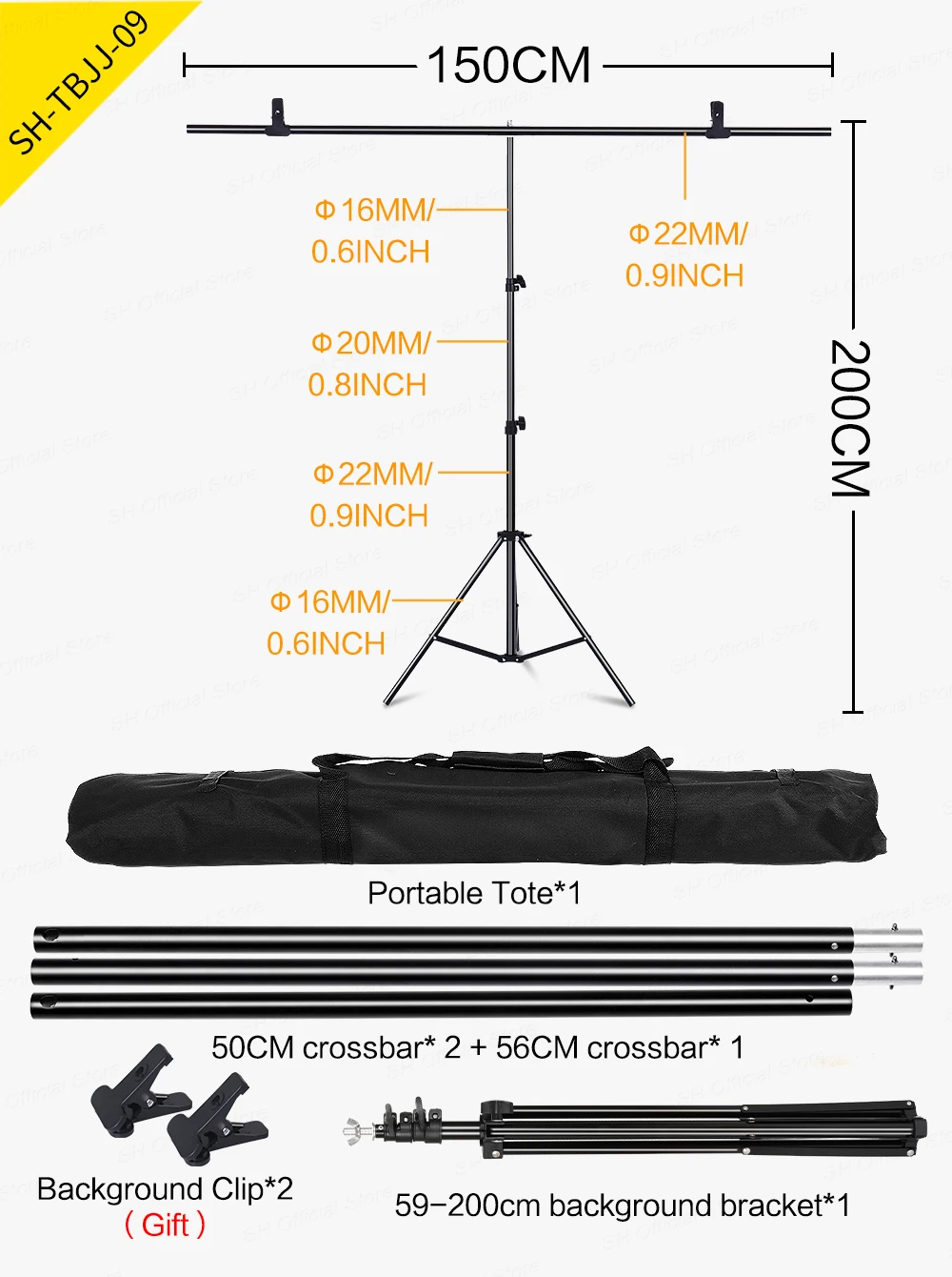 T-shape Metal Backdrop Background Stand Frame Support Multiple Sizes For Photography Photo Studio Video Cromakey Green Screen