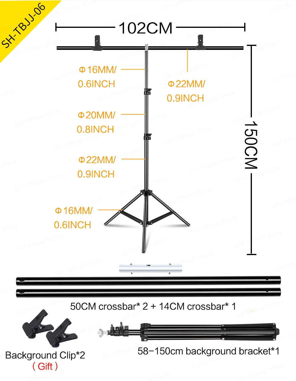 T-shape Metal Backdrop Background Stand Frame Support Multiple Sizes For Photography Photo Studio Video Cromakey Green Screen
