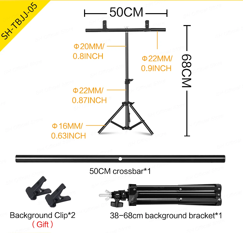 T-shape Metal Backdrop Background Stand Frame Support Multiple Sizes For Photography Photo Studio Video Cromakey Green Screen