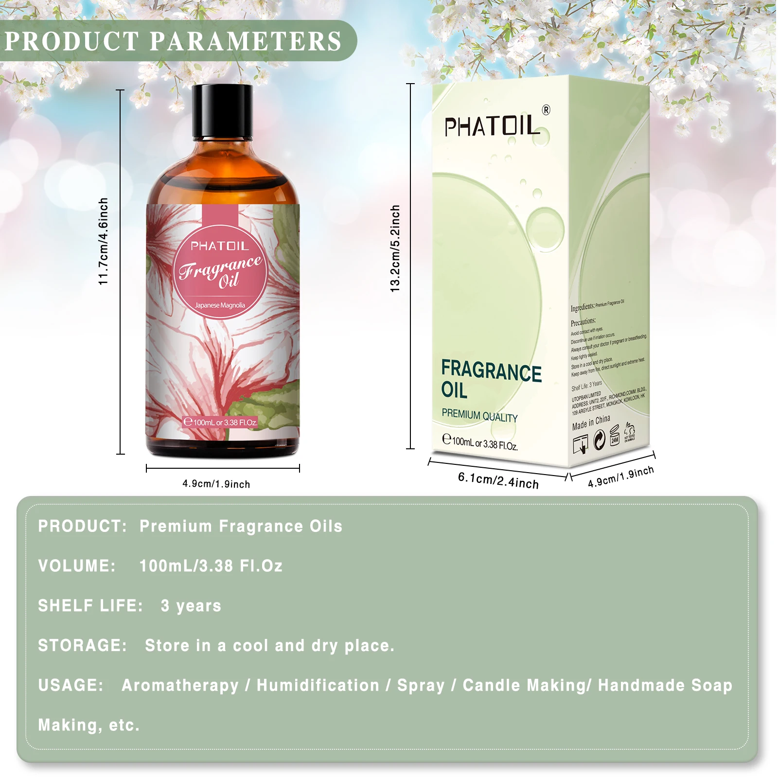 PHATOIL 100ml Fragrance Oil for Candle & Soap Making Aromatherapy Making Baby Powder Coffee White Musk Palmarosa Bubble Gum