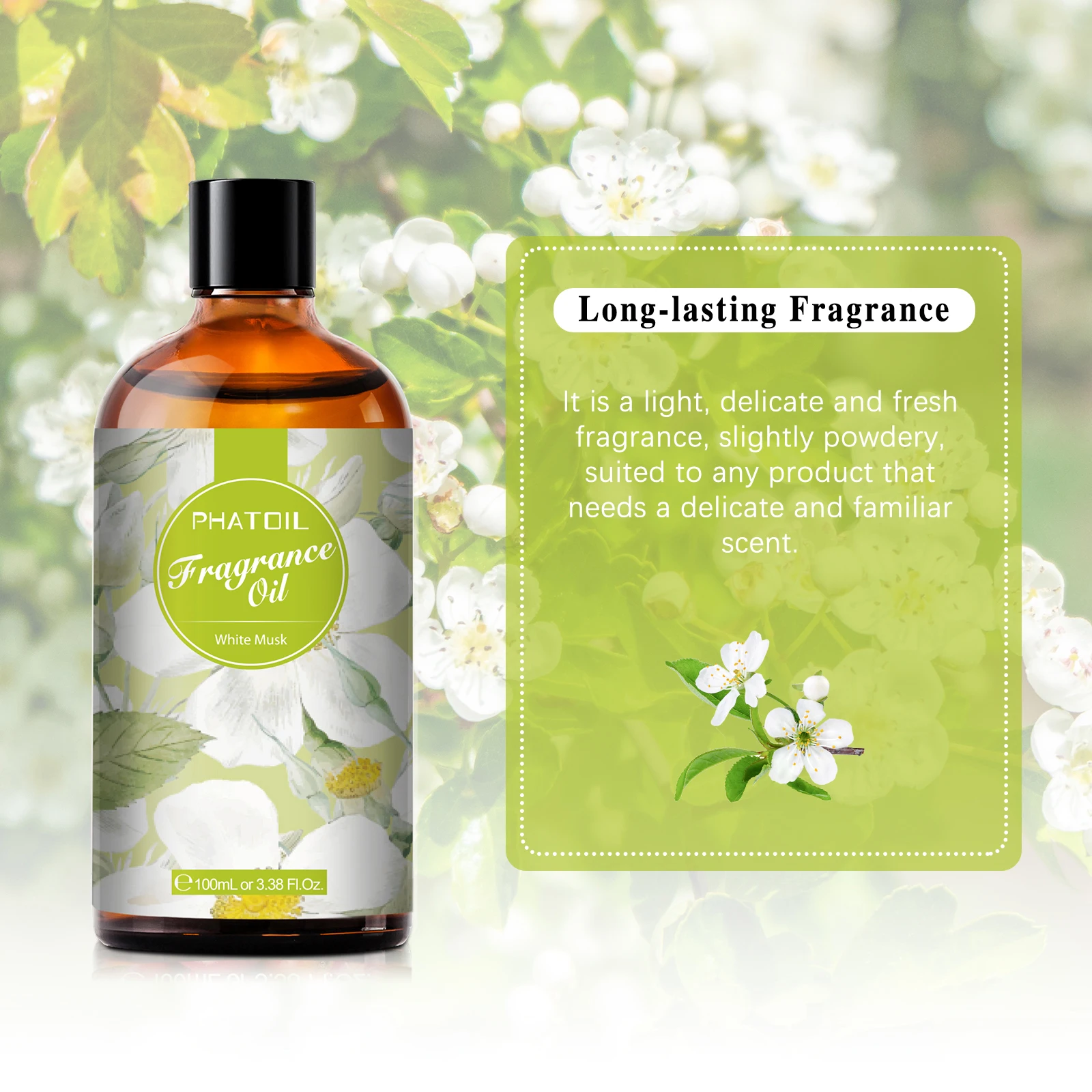 PHATOIL 100ml Fragrance Oil for Candle & Soap Making Aromatherapy Making Baby Powder Coffee White Musk Palmarosa Bubble Gum