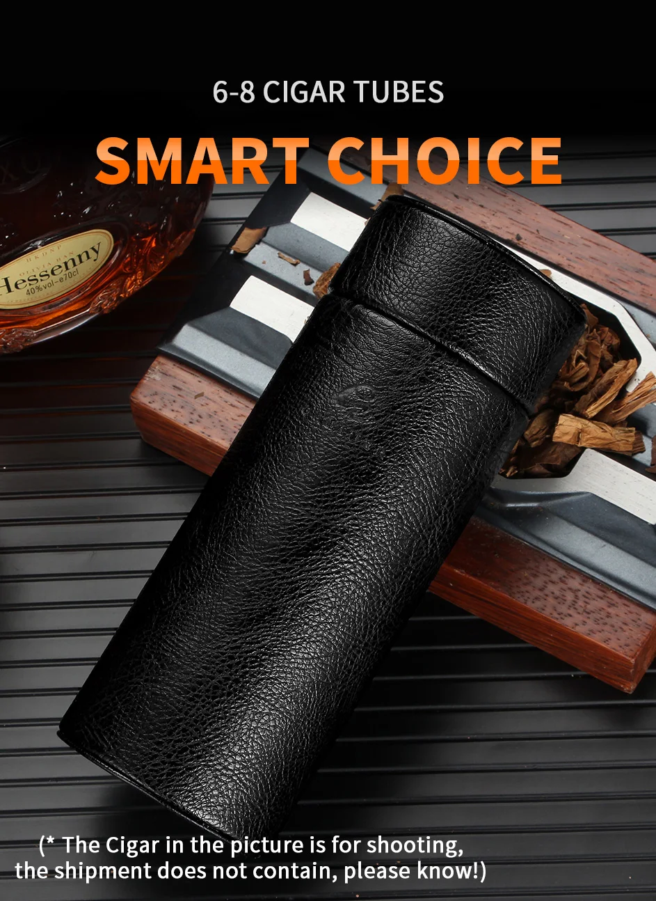 Leather Travel Humidor Cigar Box Cedar Wood Portable Cigar Case Jar W/ Humidifier Hygrometer Humidor Box Fit 5 Cigars